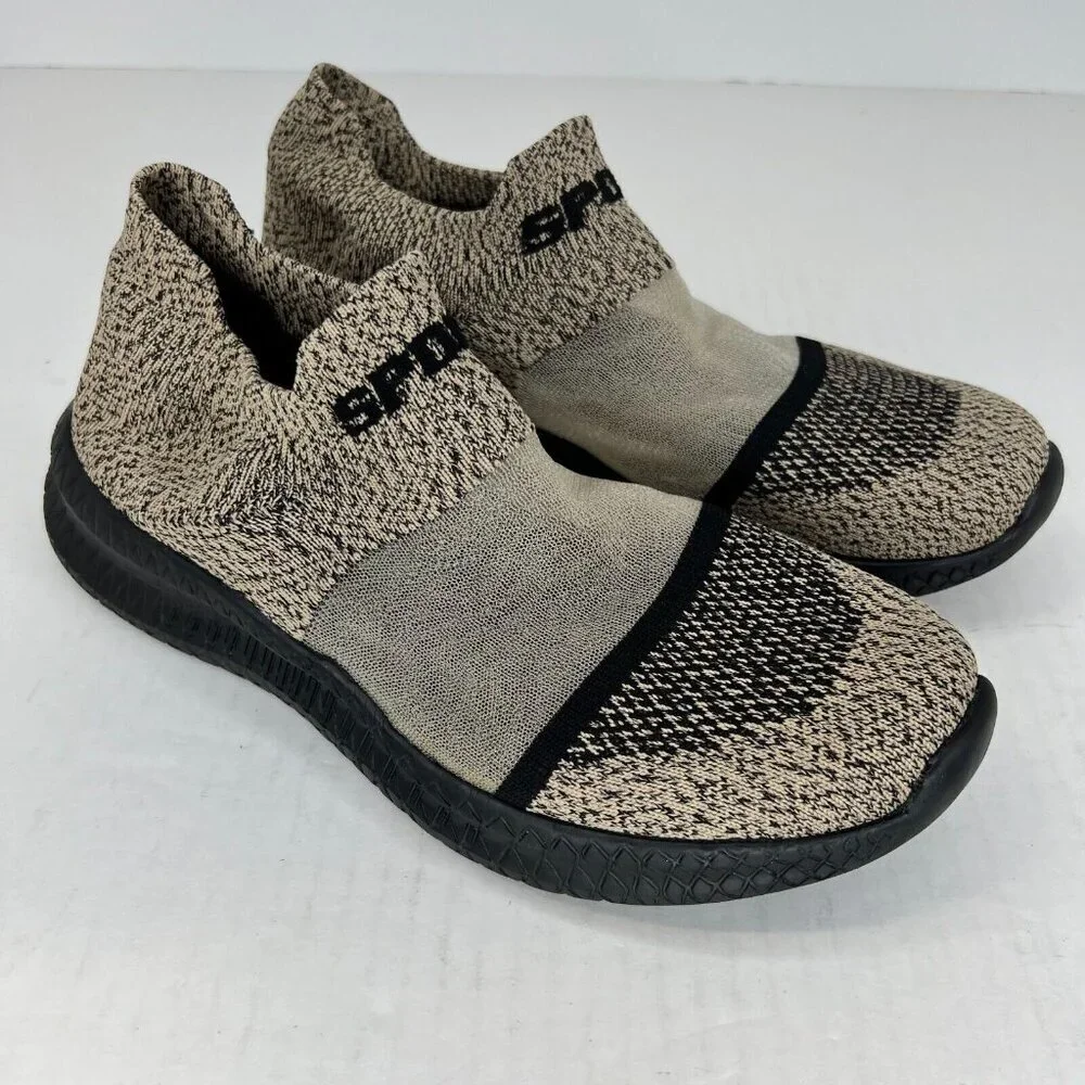 Sports Mens Brown Breathable Knit Low Top Casual Slip-On Size 42 Running Shoes
